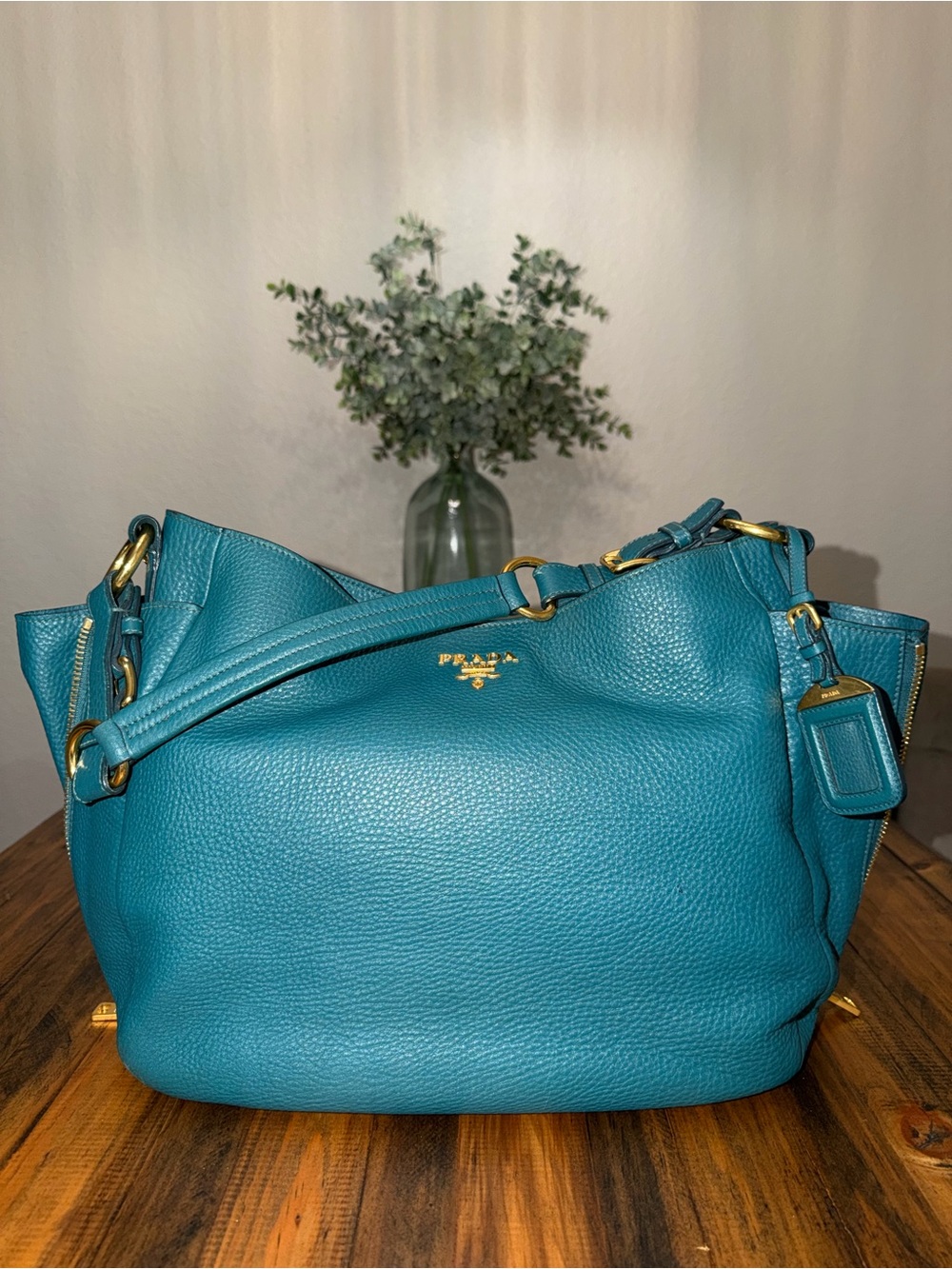 PRADA Vitello Daino Leather Shoulder Bag
